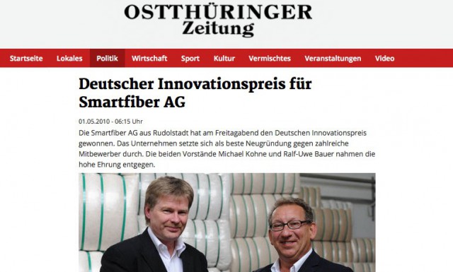 German Innovation Award for smartfiber AG