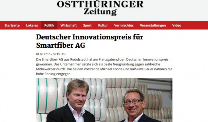 German Innovation Award for smartfiber AG