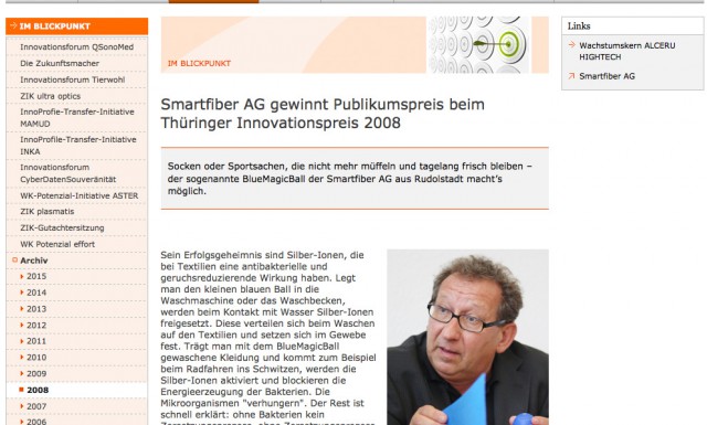 Smartfiber AG wins the Audience Award at the Thuringian Innovation Award 2008